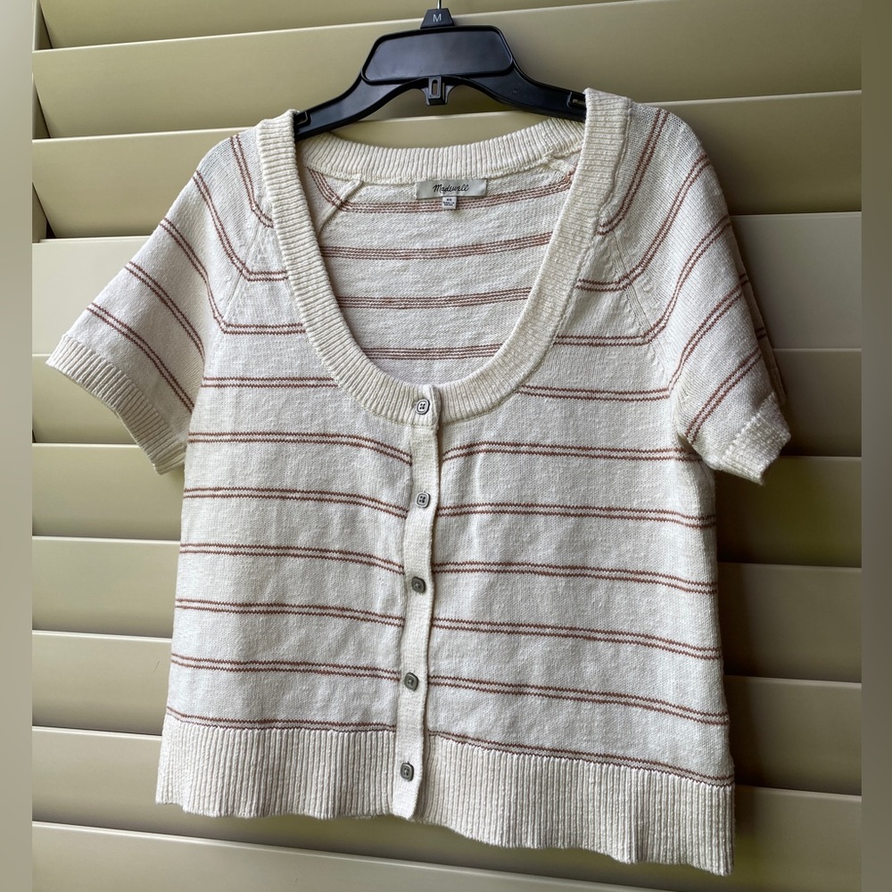 Sm Madewell Cream Scoopneck Short Sleeve Knit Top